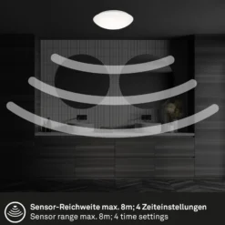 Lámpara de techo LED con sensor Elipso IP44 4.000K Ø28cm