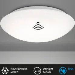 Lámpara de techo LED con sensor Elipso IP44 4.000K Ø28cm
