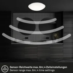 Lámpara de techo LED con sensor Elipso IP44 4.000K Ø38cm