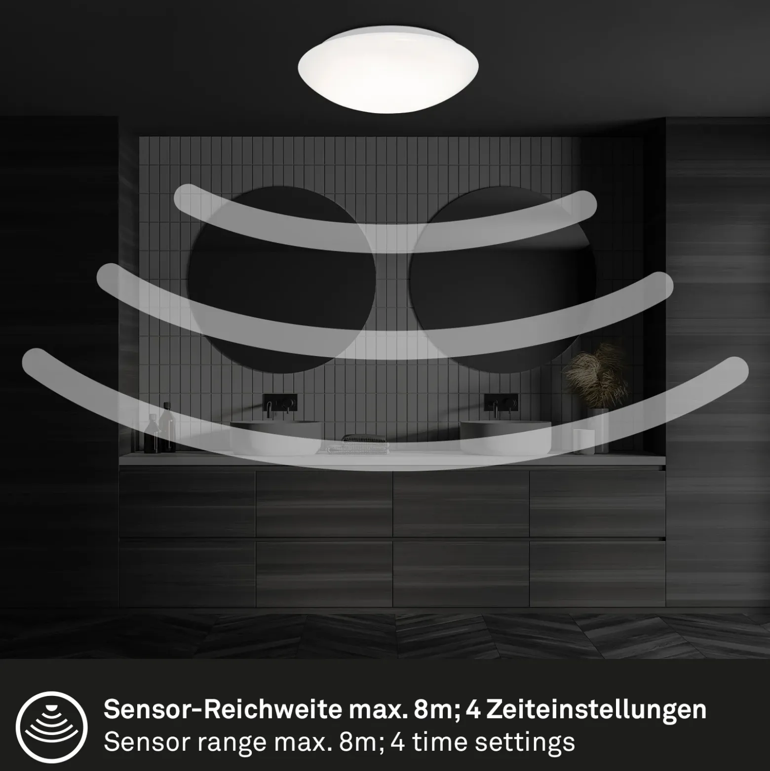 Lámpara de techo LED con sensor Elipso IP44 4.000K Ø38cm