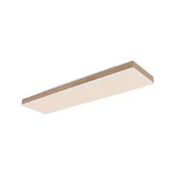 Lámpara de techo LED Doro, longitud 80 cm, madera oscura, madera, CCT