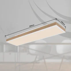 Lámpara de techo LED Doro, longitud 80 cm, madera oscura, madera, CCT
