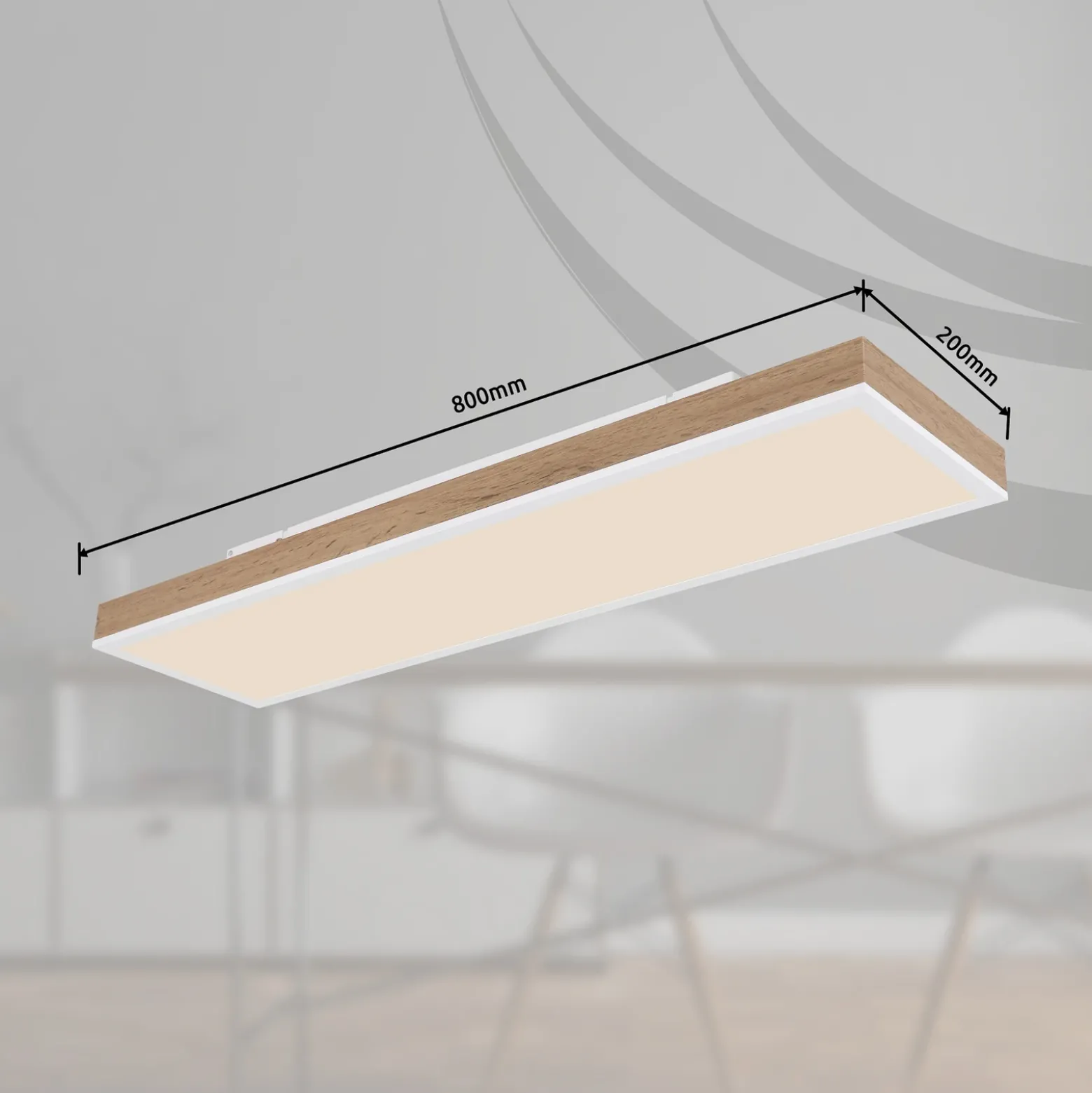 Lámpara de techo LED Doro, longitud 80 cm, madera oscura, madera, CCT
