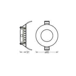 Lámpara de techo LED empotrable SLIM de OSRAM, Ø 9 cm, 6500 K, blanco