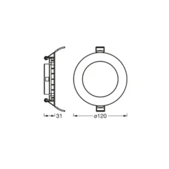 Lámpara de techo LED empotrable OSRAM SLIM, Ø 12 cm, 4000 K, blanco
