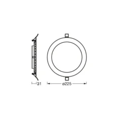 Lámpara de techo LED empotrable OSRAM SLIM, Ø 23 cm, 6500 K, blanco