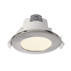 Lámpara de techo LED empotrable Acrux, Ø 10 cm, plata mate, CCT