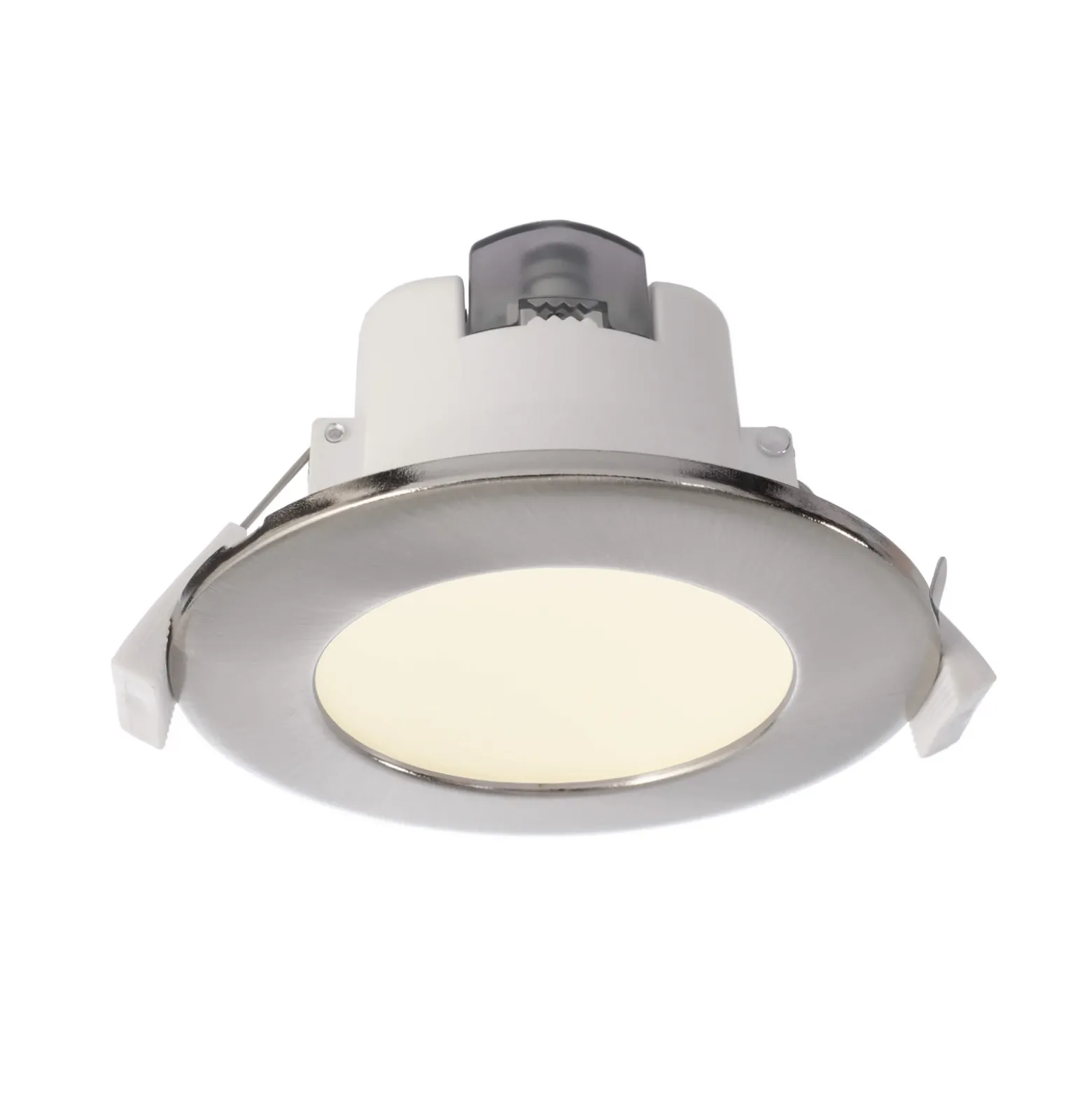 Lámpara de techo LED empotrable Acrux, Ø 10 cm, plata mate, CCT