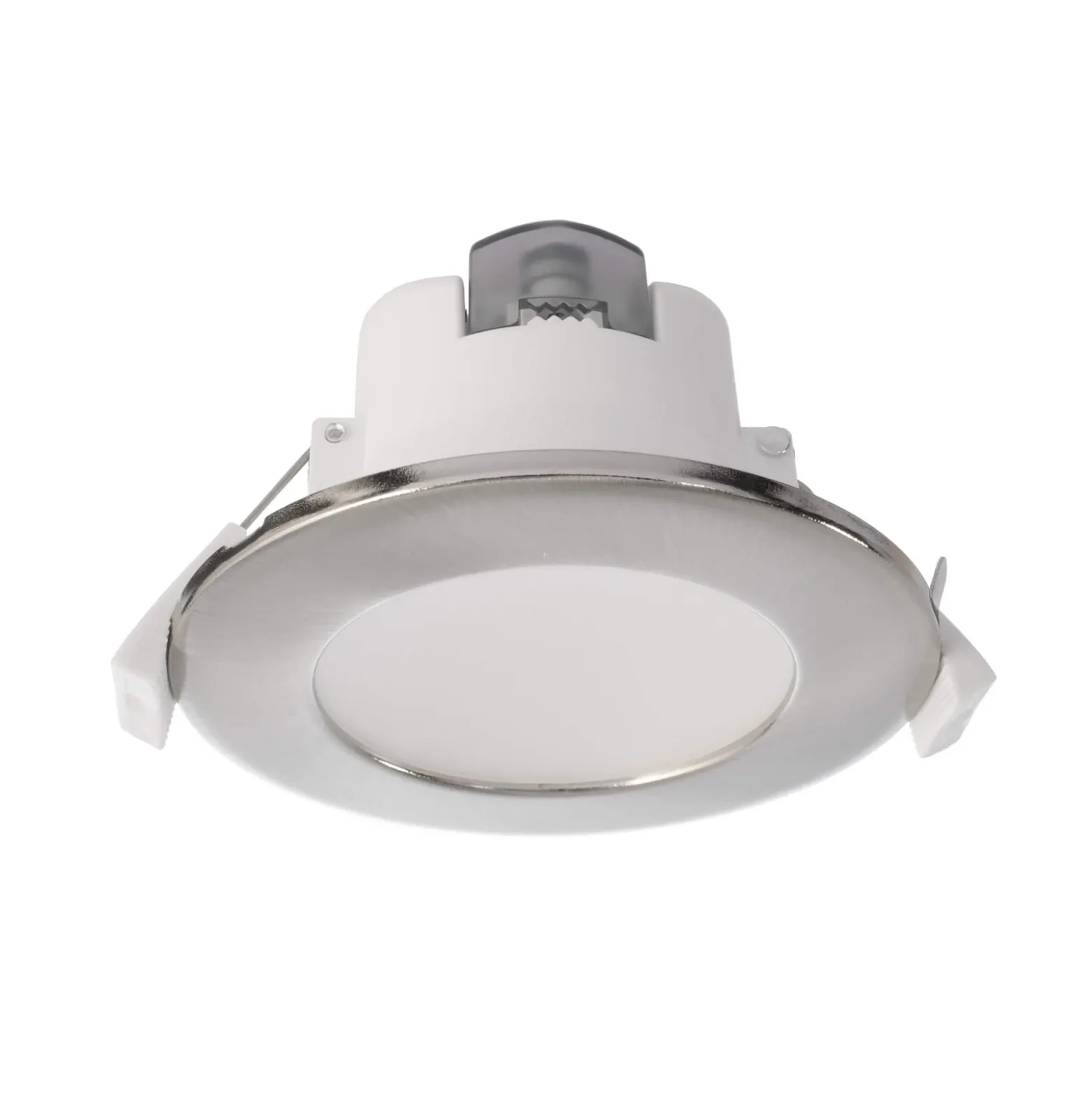 Lámpara de techo LED empotrable Acrux, Ø 10 cm, plata mate, CCT