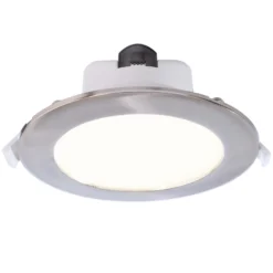Lámpara de techo LED empotrable Acrux, Ø 15 cm, plata mate, CCT