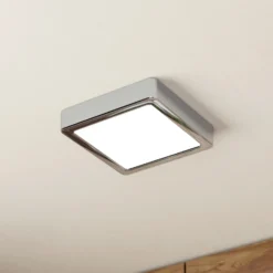 Lámpara de techo LED Fueva 5 IP44 3000K cromo 16x16cm