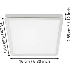 Lámpara de techo LED Fueva 5 IP44 3000K cromo 16x16cm