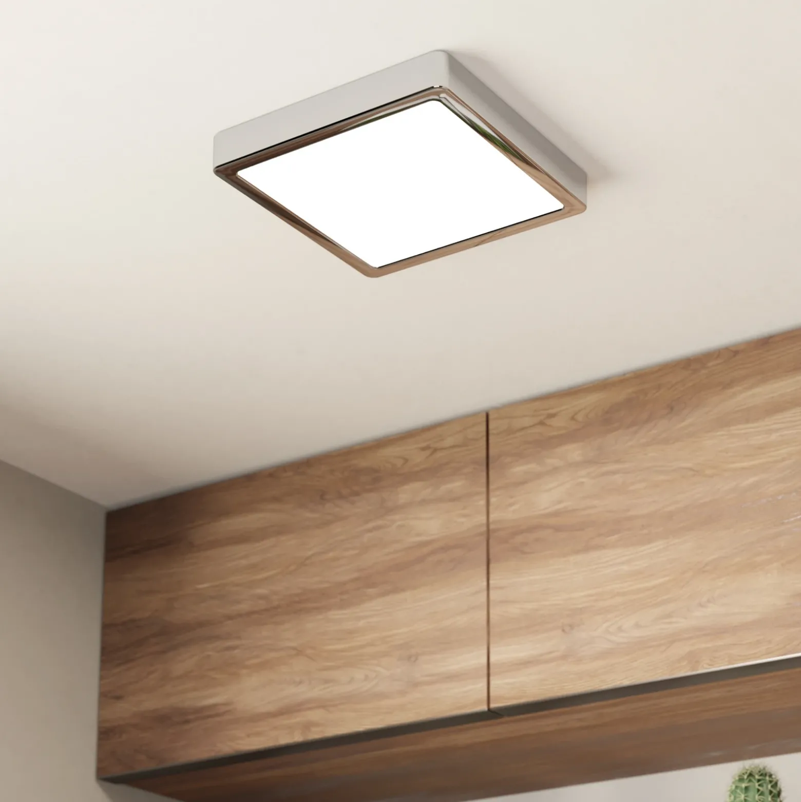 Lámpara de techo LED Fueva 5 IP44 3000K cromo 21x21cm