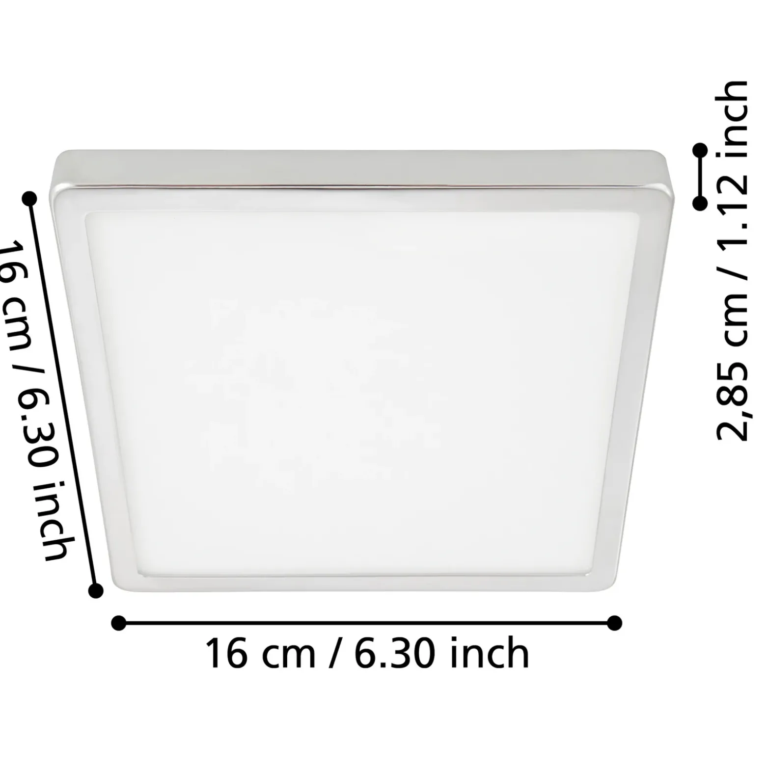 Lámpara de techo LED Fueva 5 IP44 3000K cromo 16x16cm