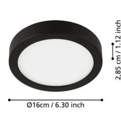 Lámpara de techo LED Fueva 5 IP44 3000K negro Ø16cm