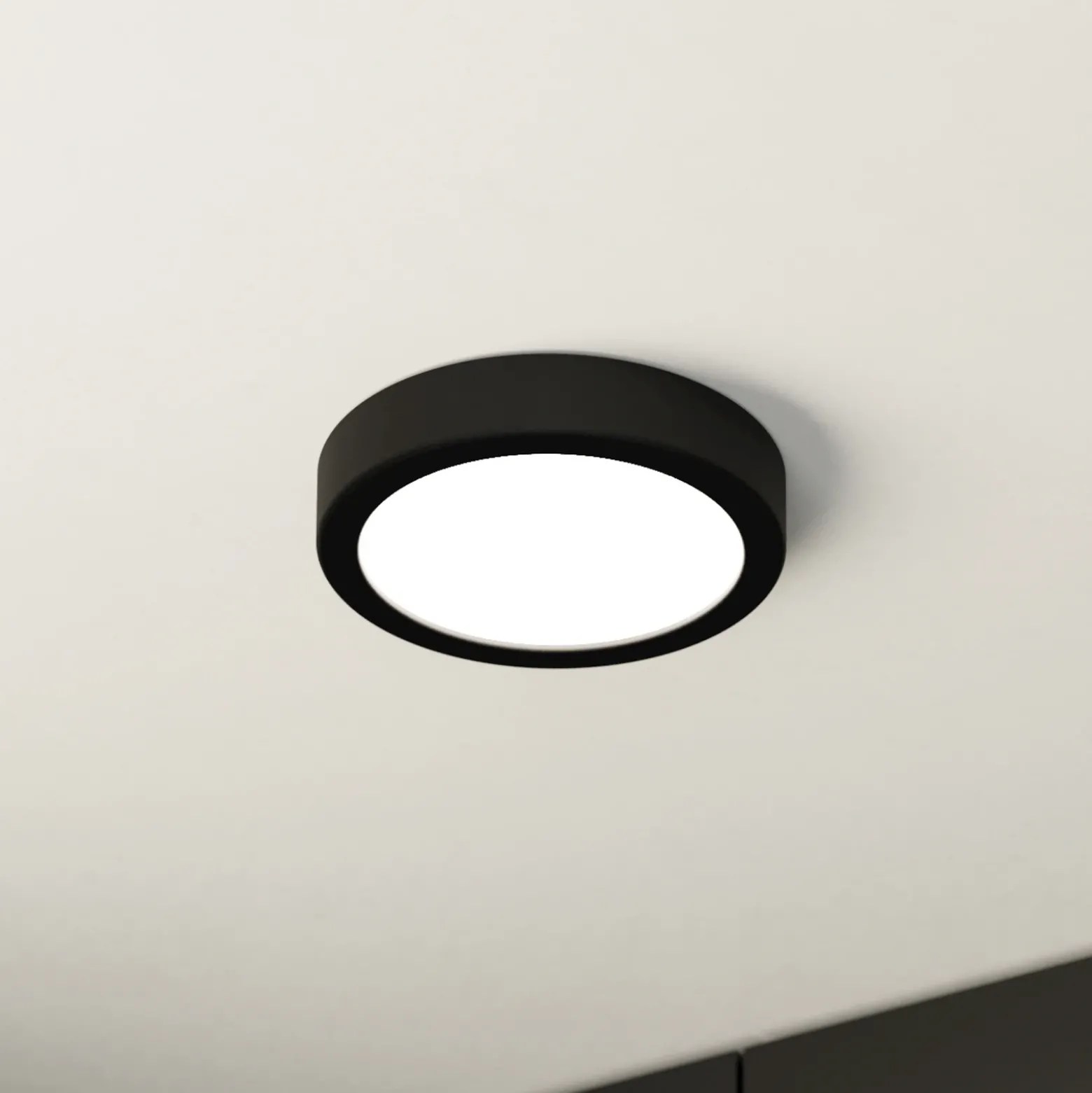 Lámpara de techo LED Fueva 5 IP44 3000K negro Ø16cm