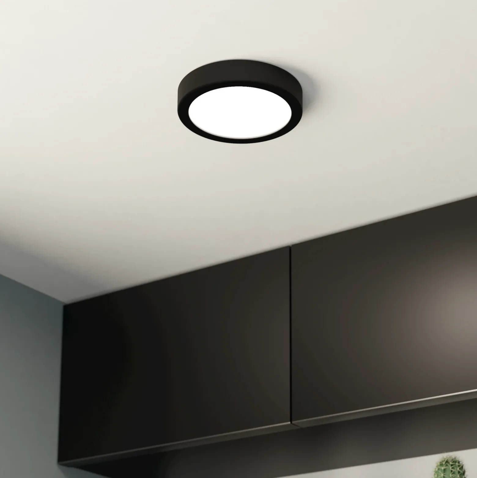 Lámpara de techo LED Fueva 5 IP44 3000K negro Ø16cm