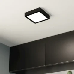 Lámpara de techo LED Fueva 5 IP44 3000K negro 16x16cm