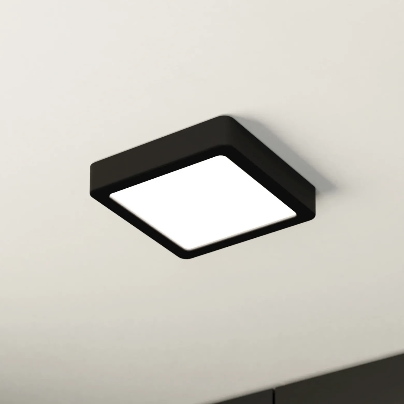 Lámpara de techo LED Fueva 5 IP44 3000K negro 16x16cm