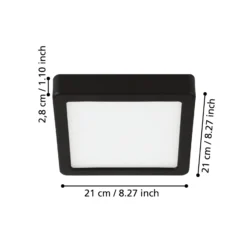 Lámpara de techo LED Fueva 5, IP20 negro 21x21cm