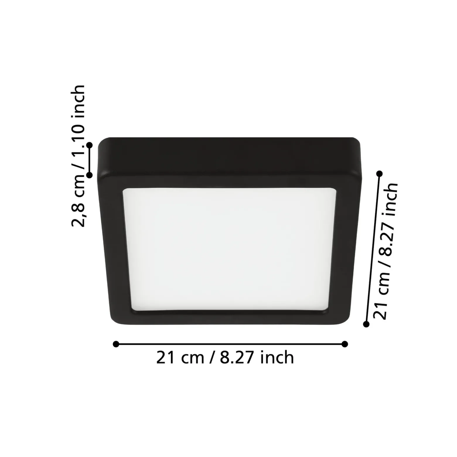 Lámpara de techo LED Fueva 5, IP20 negro 21x21cm