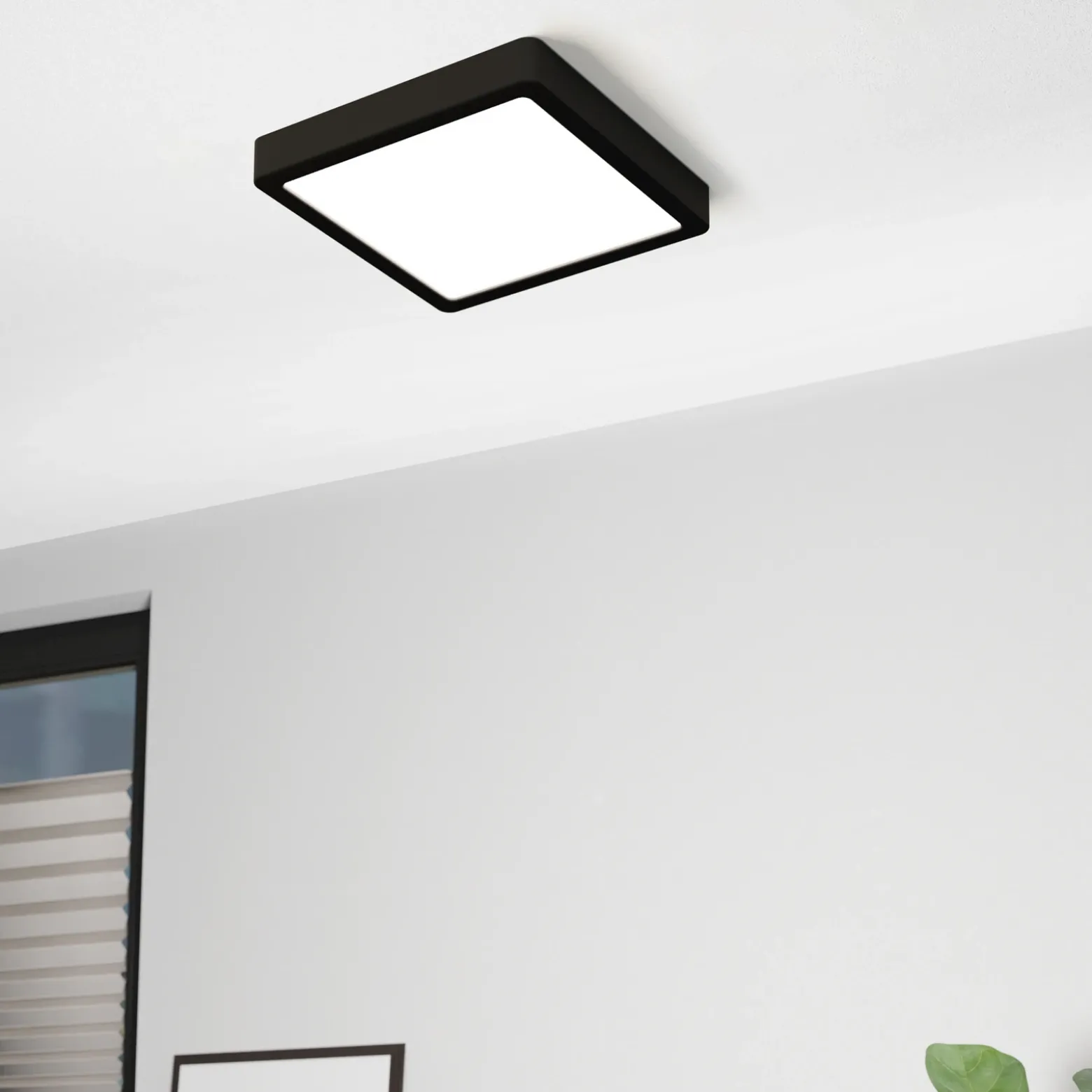 Lámpara de techo LED Fueva 5, IP20 negro 21x21cm