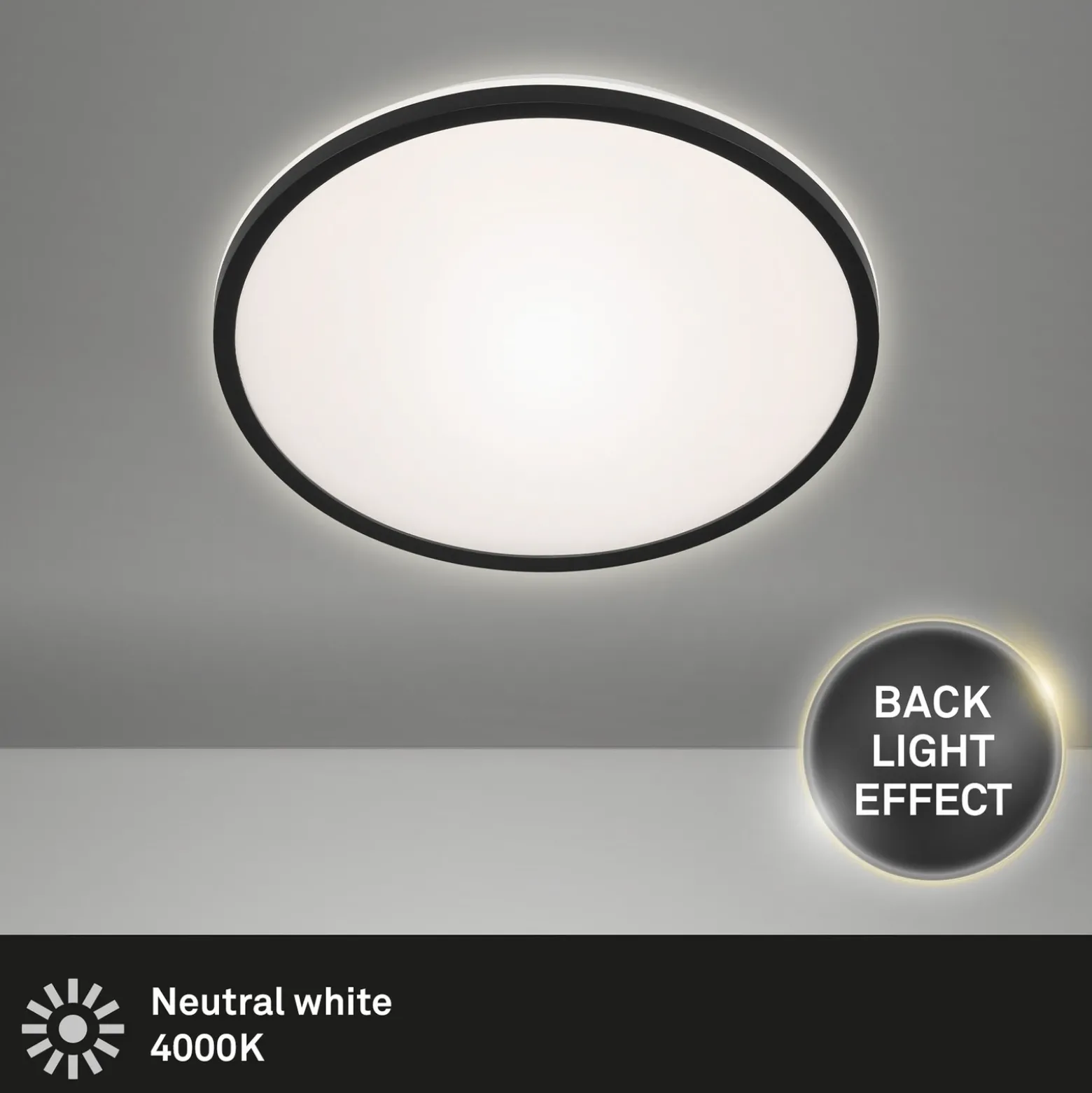 Lámpara de techo LED Lana, efecto retroiluminado Ø28 negro