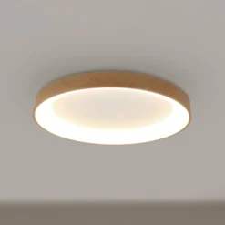 Lámpara de techo LED Niseko II CCT control remoto Ø50cm color madera