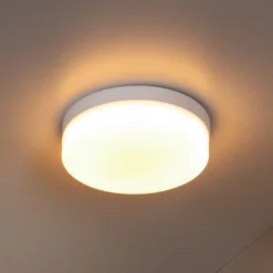 lámpara de techo LED para baño Biskit, blanca, Ø 23 cm, plástico