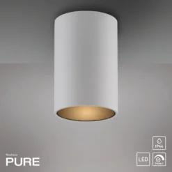 Lámpara de techo LED para baño PURE Point, blanca, Ø 6 cm, metal, IP44