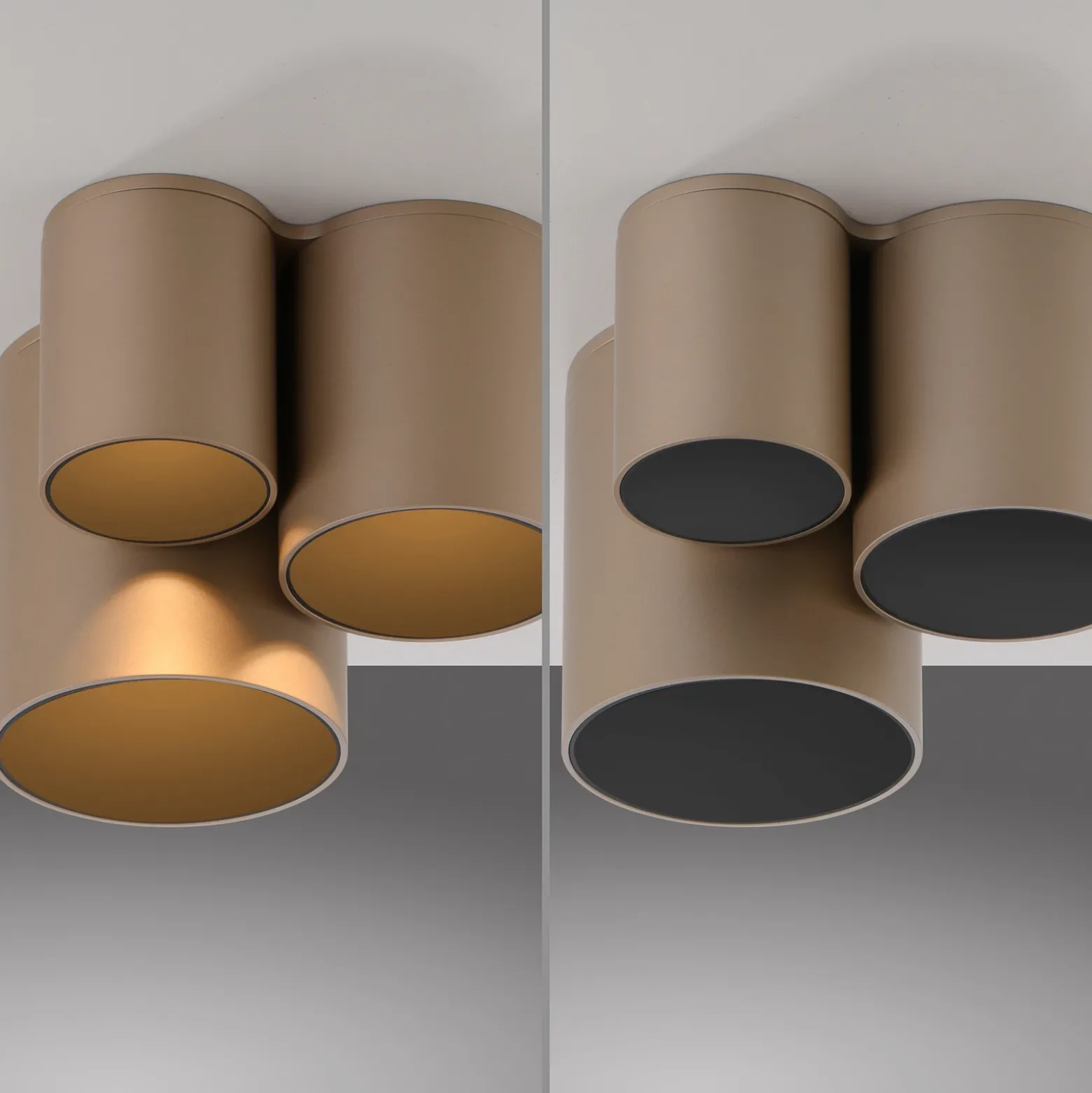 Lámpara de techo LED para baño PURE Point, color bronce, 18 cm, 3 luces, IP44