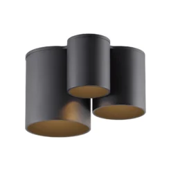Lámpara de techo LED para baño PURE Point, negra, 18 cm, 3 luces, IP44