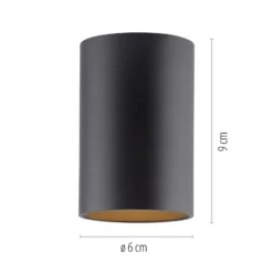 Lámpara de techo LED para baño PURE Point, negra, Ø 6 cm, metal, IP44