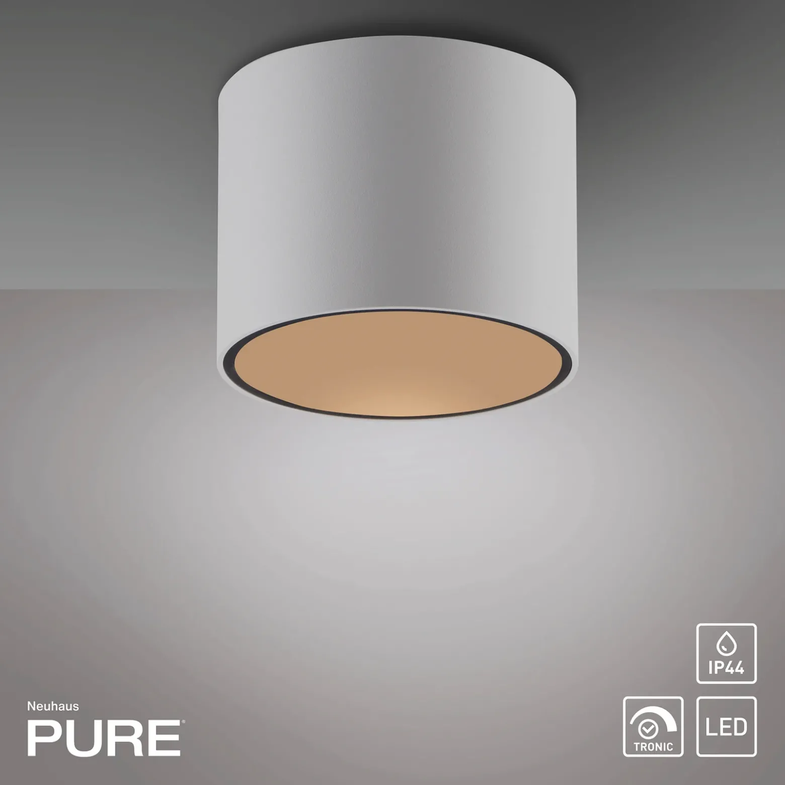 Lámpara de techo LED para baño PURE Point, blanca, Ø 11 cm, metal, IP44