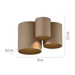 Lámpara de techo LED para baño PURE Point, color bronce, 18 cm, 3 luces, IP44