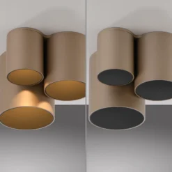 Lámpara de techo LED para baño PURE Point, color bronce, 18 cm, 3 luces, IP44