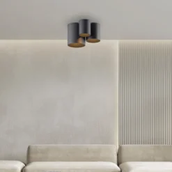 Lámpara de techo LED para baño PURE Point, negra, 18 cm, 3 luces, IP44