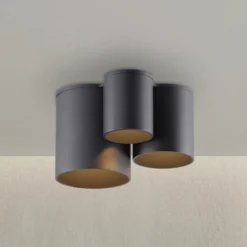 Lámpara de techo LED para baño PURE Point, negra, 18 cm, 3 luces, IP44