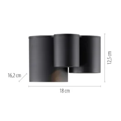 Lámpara de techo LED para baño PURE Point, negra, 18 cm, 3 luces, IP44