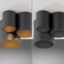 Lámpara de techo LED para baño PURE Point, negra, 18 cm, 3 luces, IP44