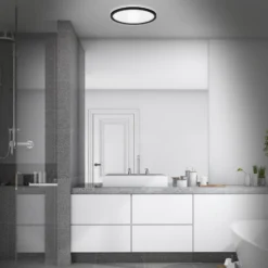 Lámpara de techo LED para baño Slim Drip, negro, Ø 42 cm, IP44