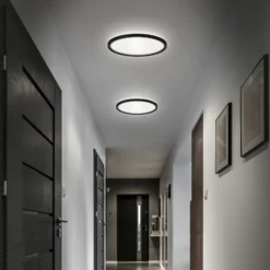Lámpara de techo LED para baño Slim Drip, negro, Ø 42 cm, IP44
