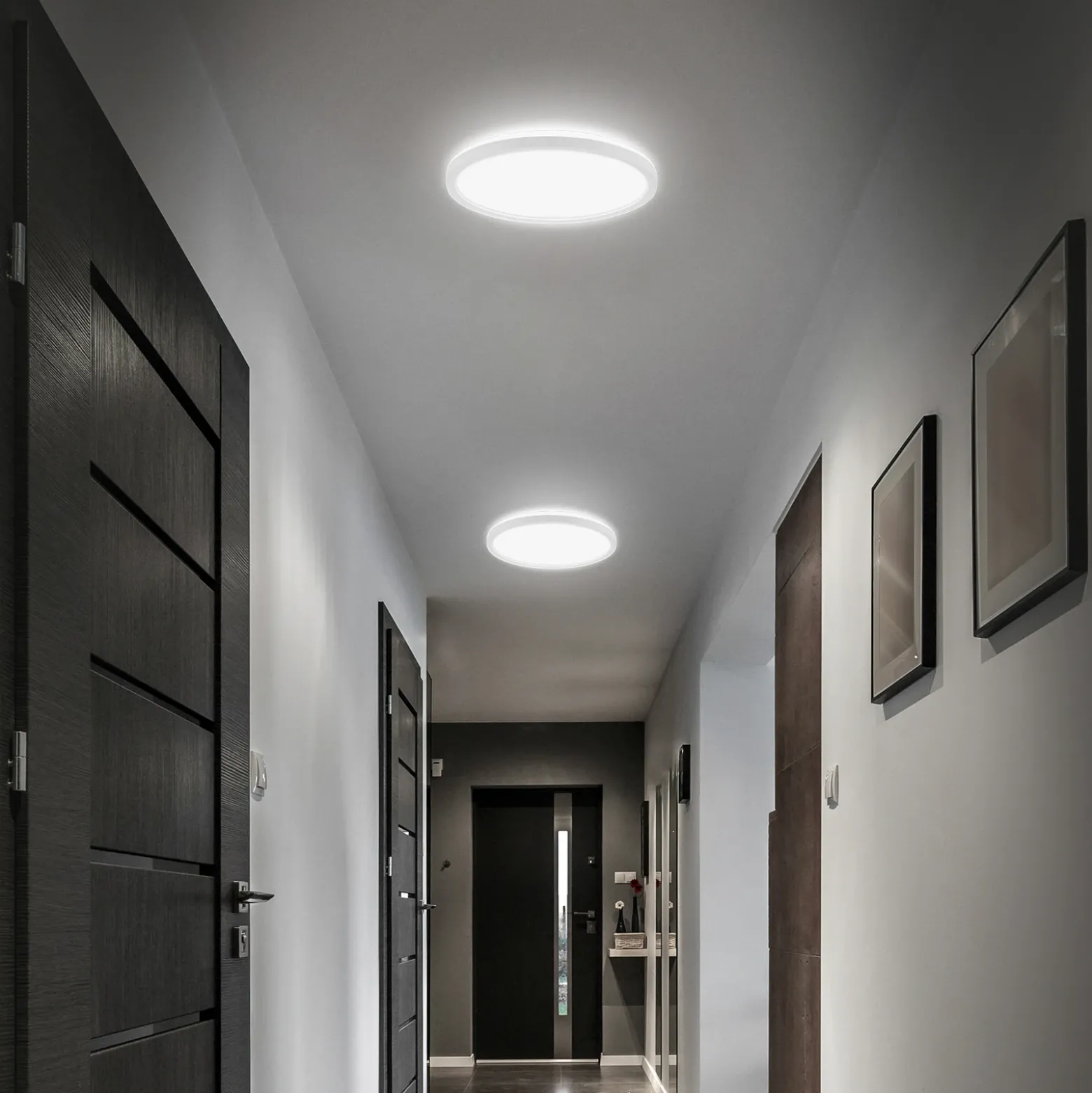 Lámpara de techo LED para baño Slim Drip, blanca, Ø 29 cm, IP44