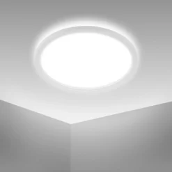 Lámpara de techo LED para baño Slim Drip, blanca, Ø 29 cm, IP44