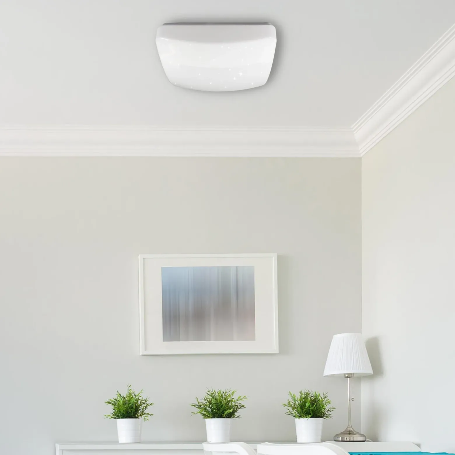 Lámpara de techo LED Reva Star 30 Square, blanca, plástico, acero