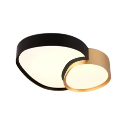 Lámpara de techo LED Rise, negro-oro, 43 x 36 cm, CCT, atenuable