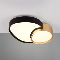 Lámpara de techo LED Rise, negro-oro, 43 x 36 cm, CCT, atenuable