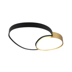 Lámpara de techo LED Rise, negro-oro, 77 x 63 cm, CCT, atenuable