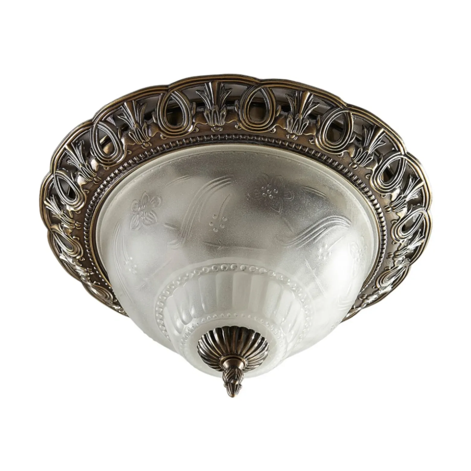 Lámpara de techo Lindby Anni, pantalla de cristal grabado