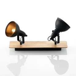 Lámpara de techo Lindby Aylis, 2 luces, 40 cm, negra, madera, E14